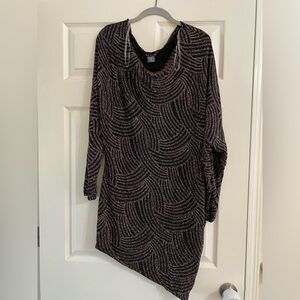 VENUS Black multicolored glitter asymmetrical top